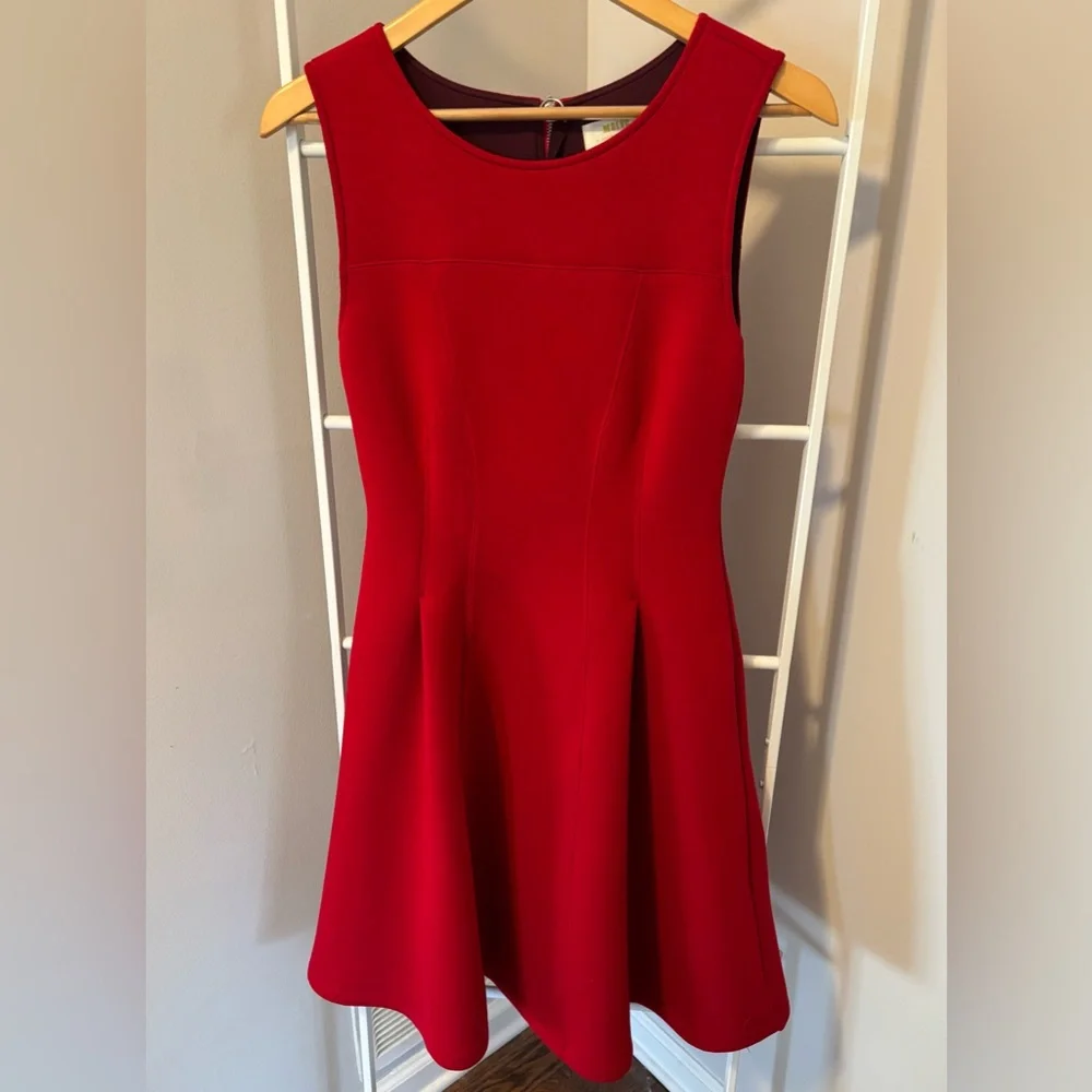 Anthropologie Maeve Vibrant Red Fit and Flair Dress - Picture 3 of 8